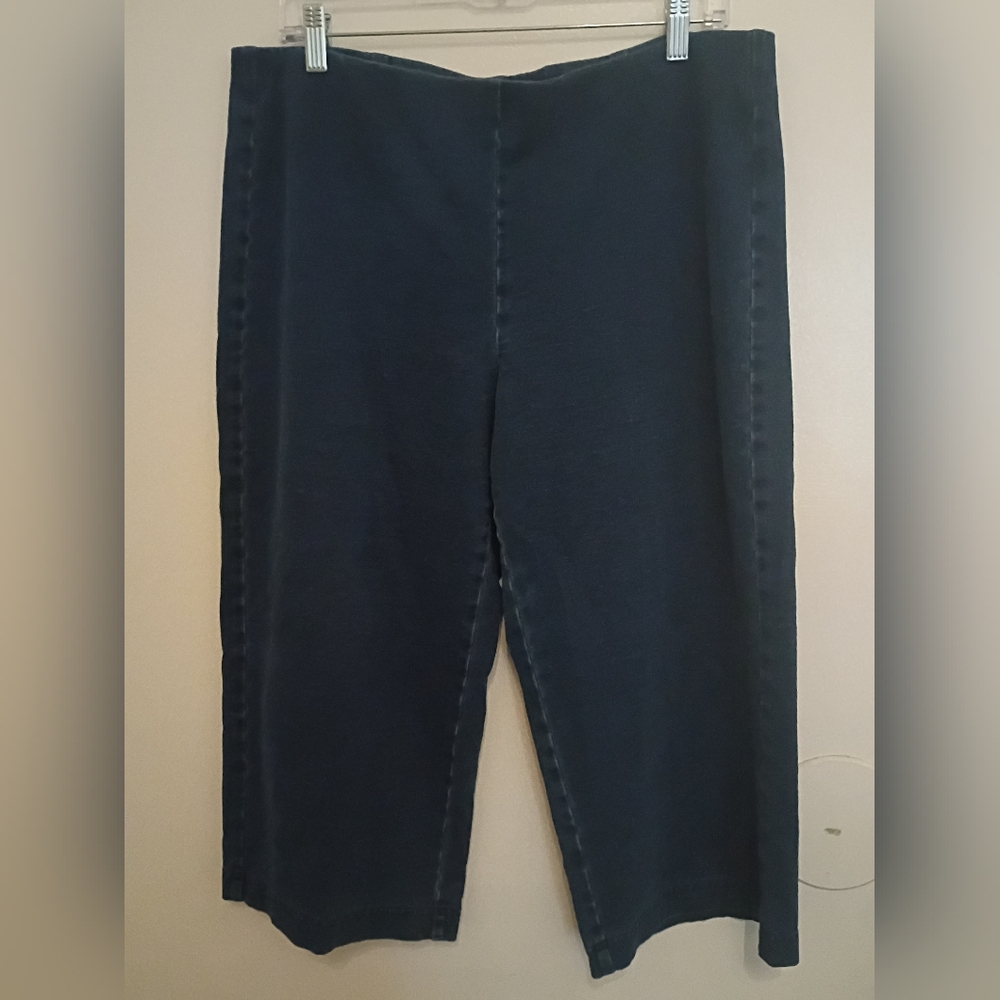 Purejill Women's Wide Leg‎ Capris Pull On Pants 100% Cotton Sz L